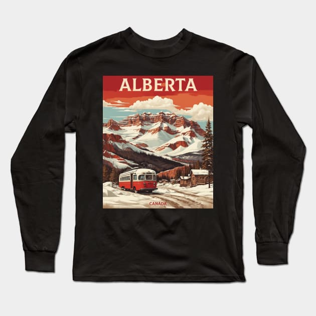 Alberta Canada Vintage Poster Tourism Long Sleeve T-Shirt by TravelersGems